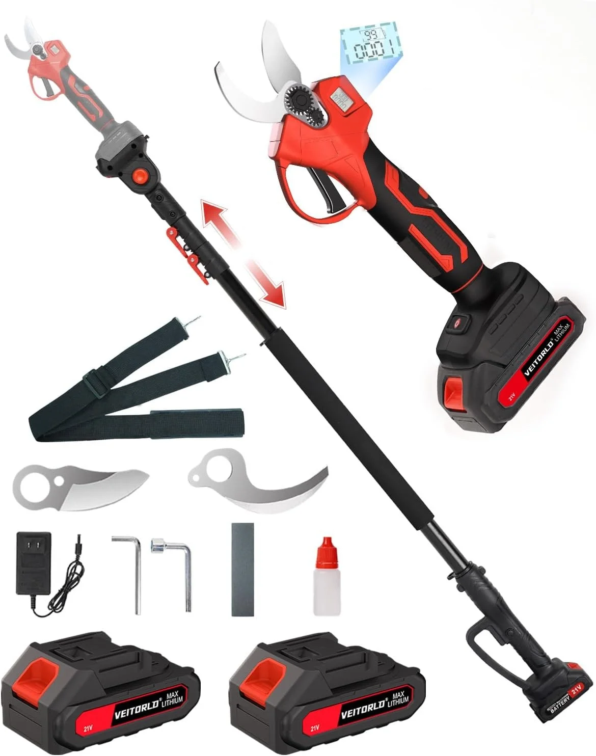 

Портативные беспроводные профессиональные телескопические электрические секаторы с длинной ручкой, 500 Вт, лезвие SK5, питание от батареи