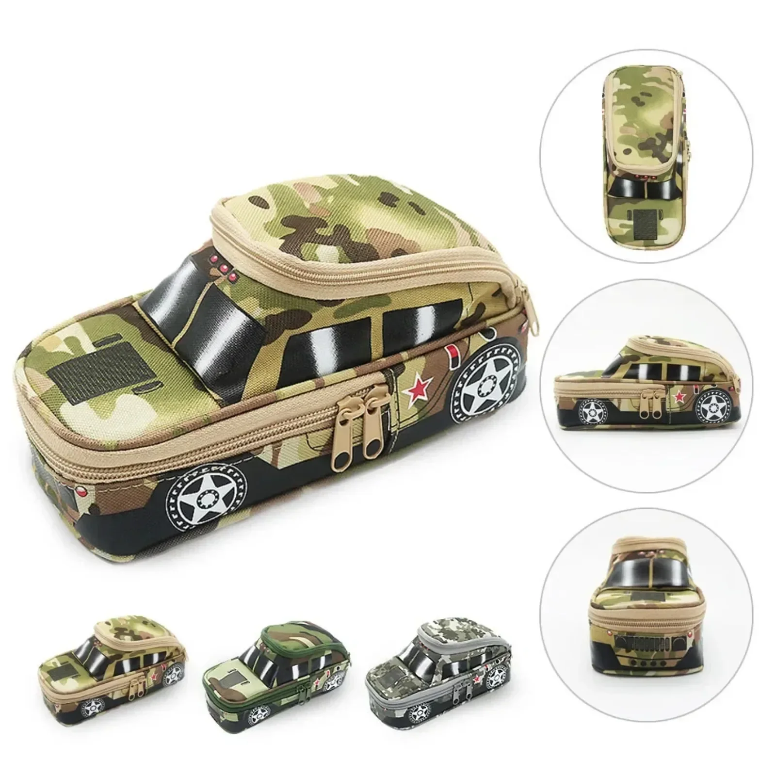 Imagem -02 - Camuflagem Veículo Off-road Lápis Case Bolsa Bolsa para Meninos Crianças Duplo Zíper Escola Caixa de Lápis Cases de Papelaria