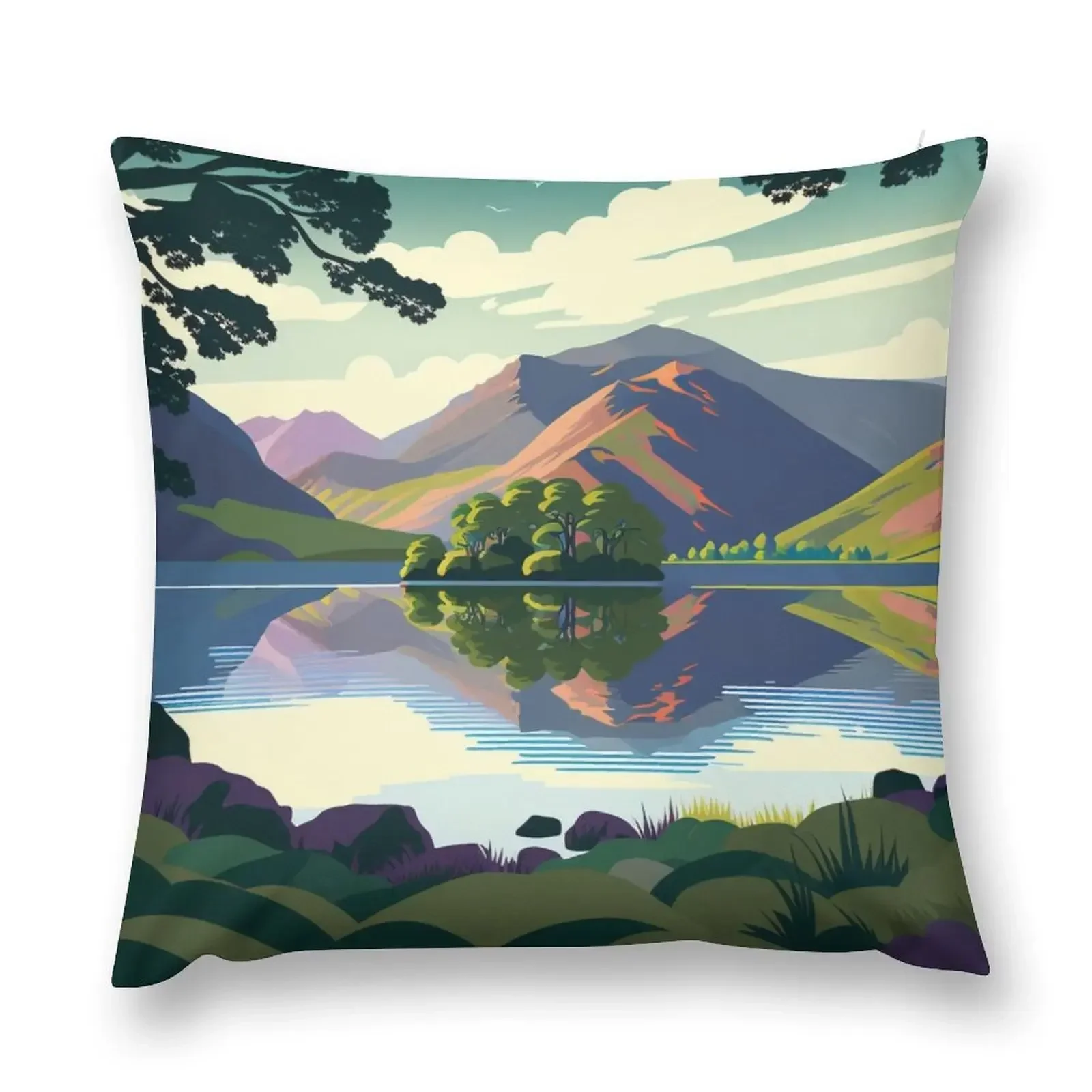 Vibrant landscape of The Lake District Throw Pillow pillow cover luxury sleeping pillows pillow