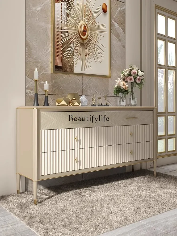 

5ld14 Light luxury entrance six chest cabinet solid wood bedroom TV cabinet American living room storage cabinet