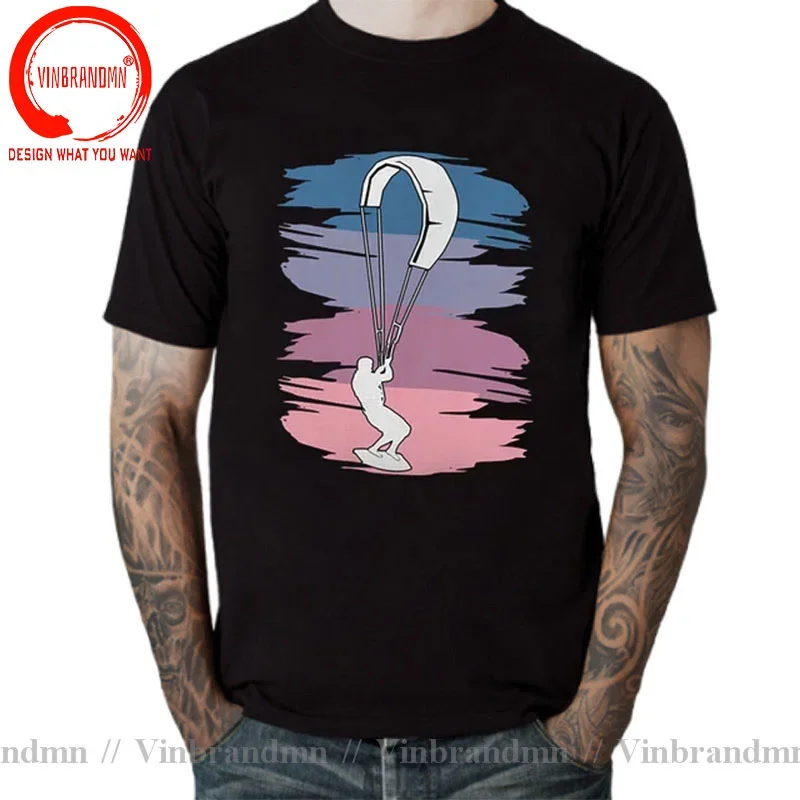 2022 Fashion Vintage Retro Kitesurfing Men T-shirt Kite Surf kiteboard T Shirt Man Windsurf Kitesurfer tshirt Surfinger T-shirt