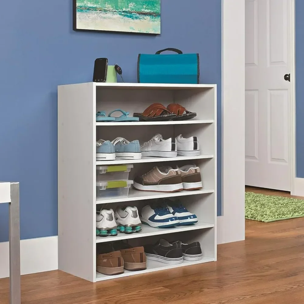 Shoe cabinet can be stacked with 5 racks storage boxes, white shoe cabinet shoe locker