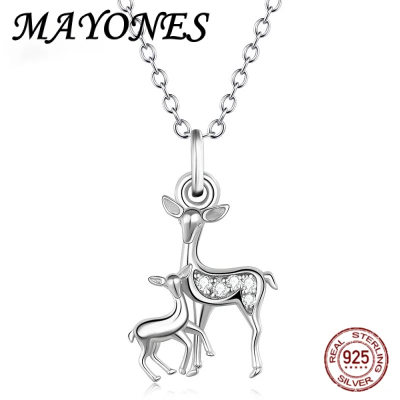 

Authentic S925 Sterling Silver Necklace Fashionable And Cute Deer Pendant Female Original Design Jewelry Gift