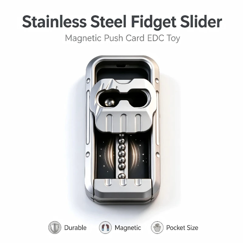 Stainless Steel Fidget Slider Magnetic Ball Bearing Push Card EDC Hand Toy ball bearing slider Stress Relief for Adults