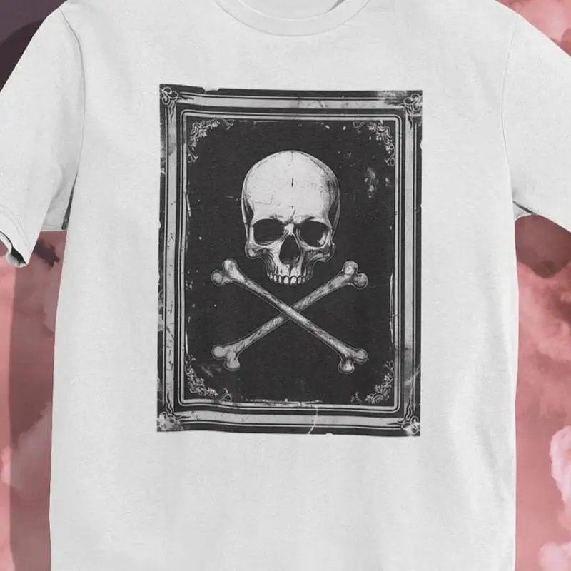 Gothic Skull And Crossbones Vintage Frame T-Shirt