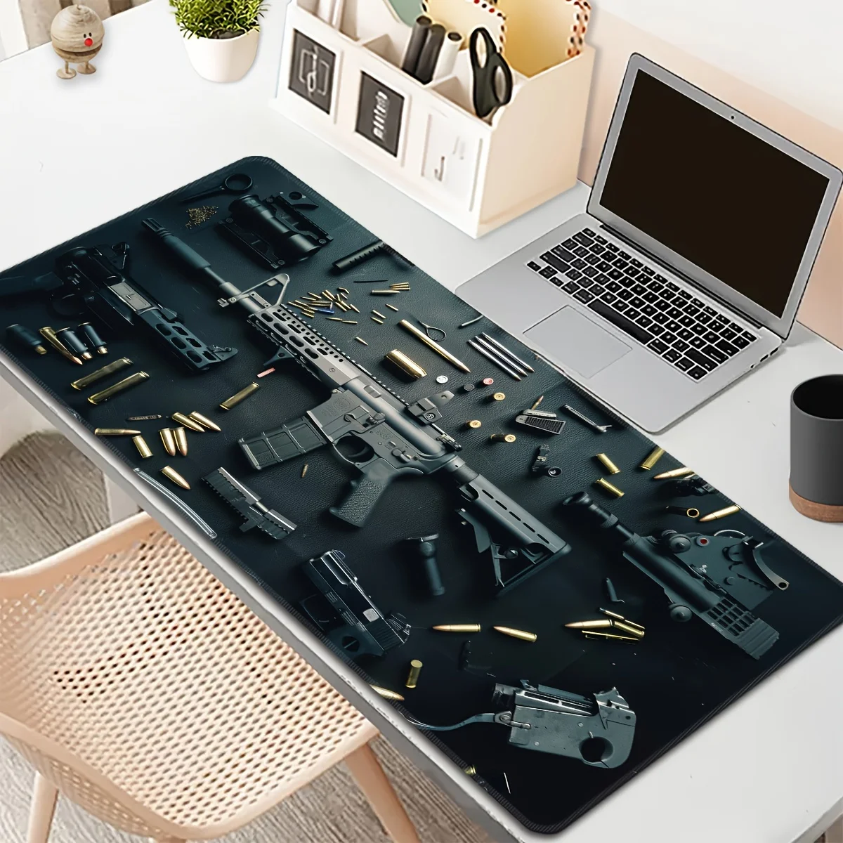 Gun Picture Wide game mouse pad non-slip rubber table mats precise locking edge game player competitive PC economy table mat DIY
