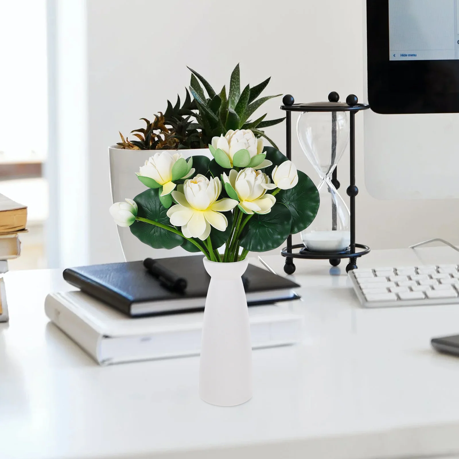 

2Pcs Artificial Lotus Decoration Long Lasting Eva Material Warm Atmosphere Living Room Desktop Wedding Decor Flower Decoration