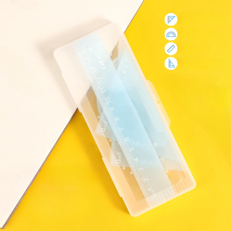 4pcs 15cm Ruler Set Candy Color Straight Triangle Ruler Protractor Drawing Painting Drafting Tool Stationery for School Office