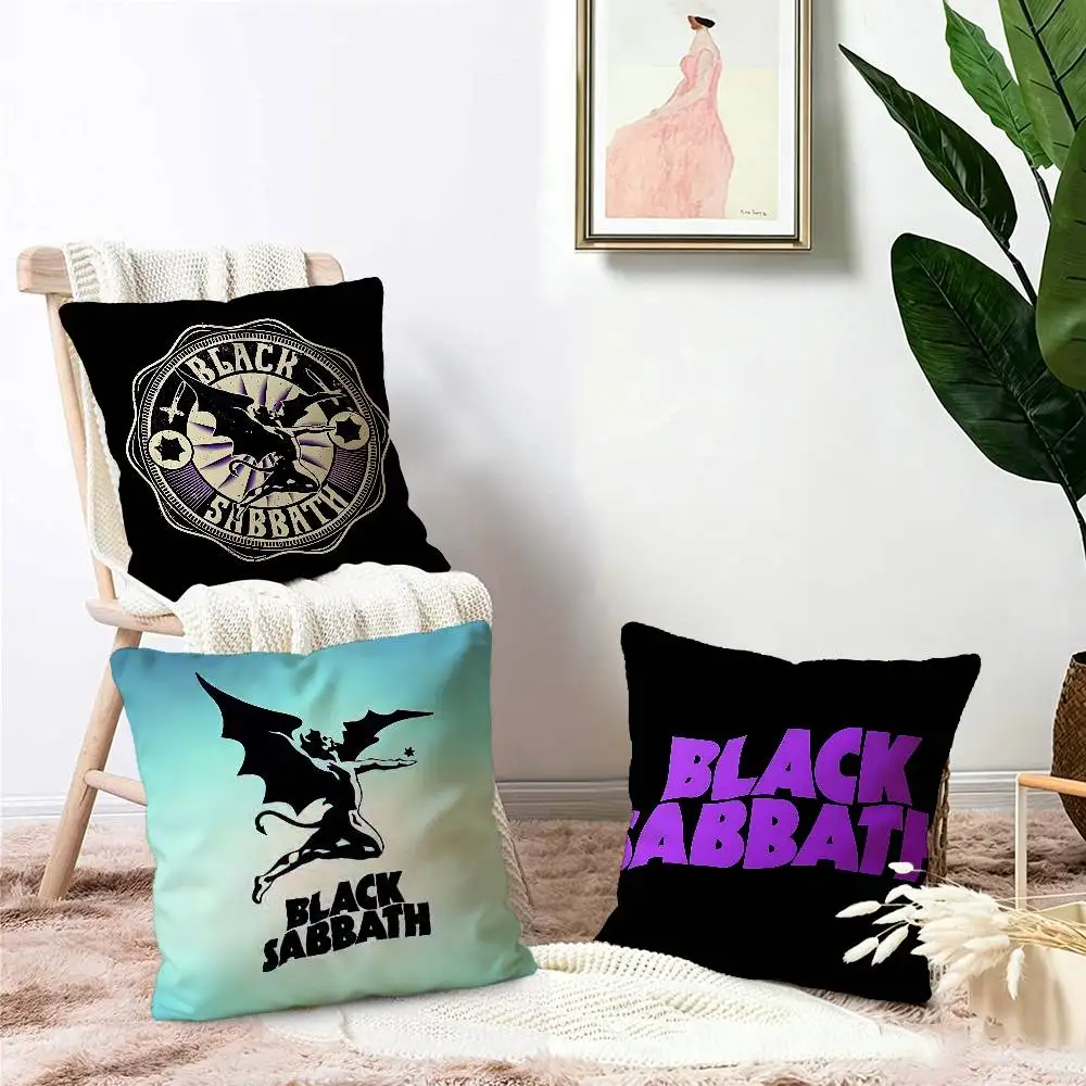 B-Black S-Sabbaths Band Office Cushion Pillowcase Car Cushion Cover45X45CM Lumbar Pillowcase Sofa Pillowcover