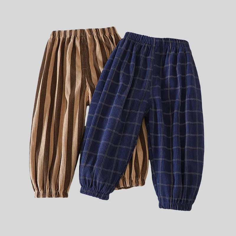 خمر متقلب مخطط 1-7Y الاطفال السراويل الخريف سروال قصير محكم طفل اقتصاص السراويل