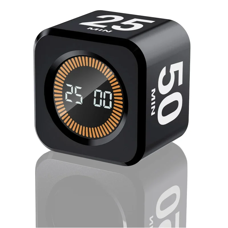 Pomodoro Timer Cube Visual Flip Timer with Gravity Countdown 5/10/25/50 Min Productivity Tool for Office Kitchen Gym Yoga