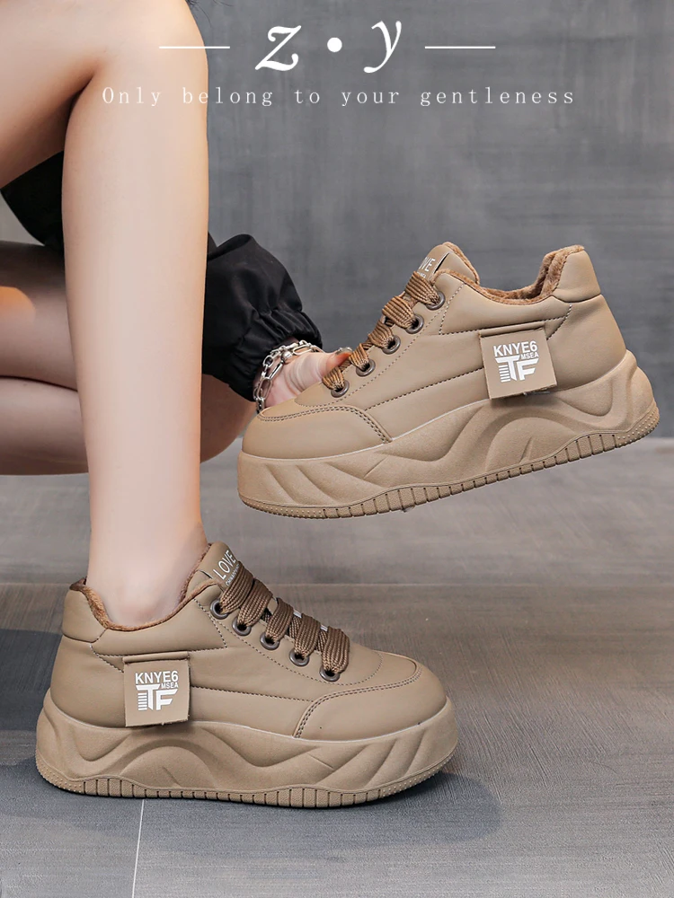 Shoes Woman 2024 Round Toe Clogs Platform Autumn Casual Female Sneakers Shallow Mouth New Creepers Small Fall Sports Winter PVC