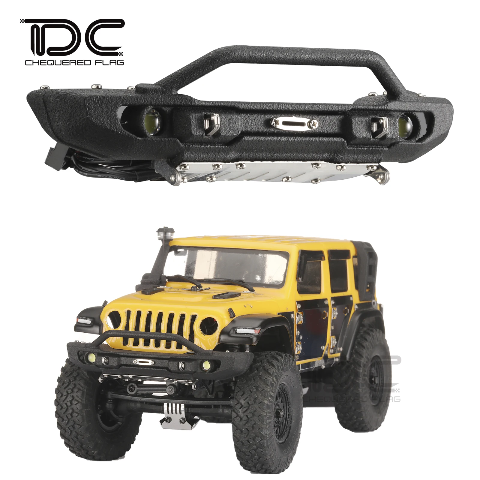 1/24 RC Bumper with Lights for Axial SCX24 Jeep Wrangler JLU Deadbolt  Nylon 5MM LED Lamp Crawler Car Upgrade Parts