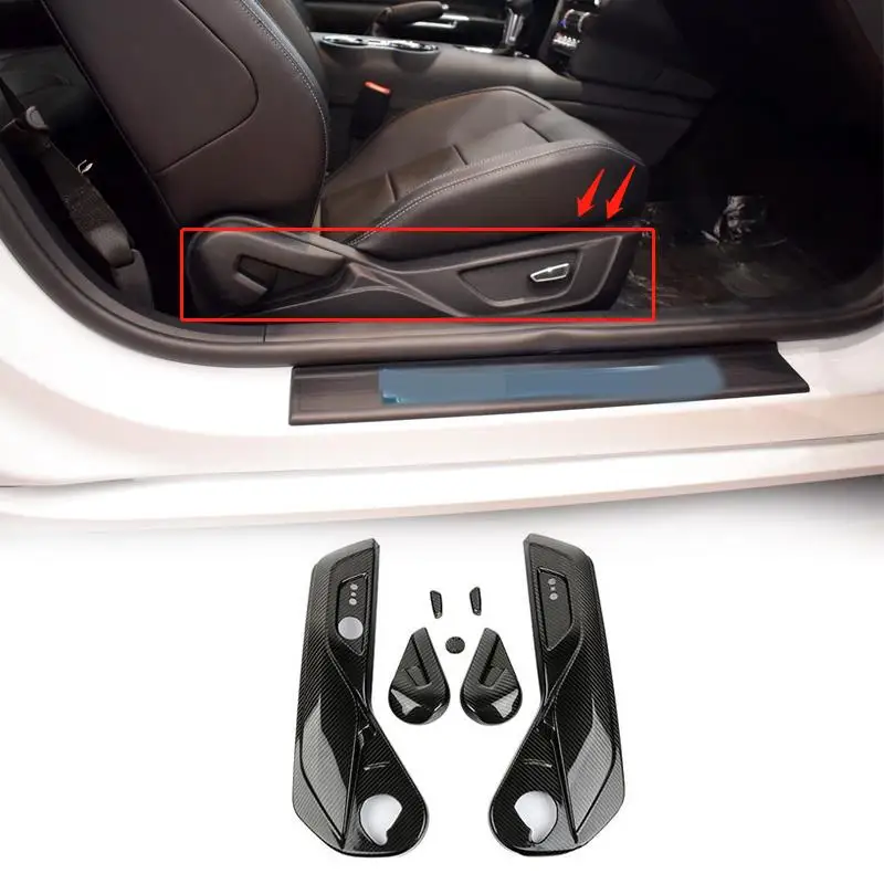 

tantan Carbon Fiber Car Front Seat Adjustment Button Switch Frame Cover For Ford Mustang GT350 GT500 Coupe Sport Car Accessories