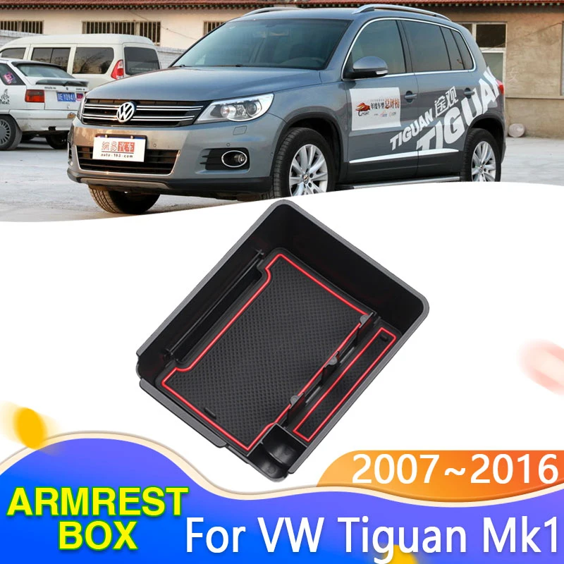 1x Storage Box for Volkswagen VW Tiguan Mk1 2007~2016 2008 2009 2010 2011 2012 Debris Arrangement Center Armrest Car Accessories