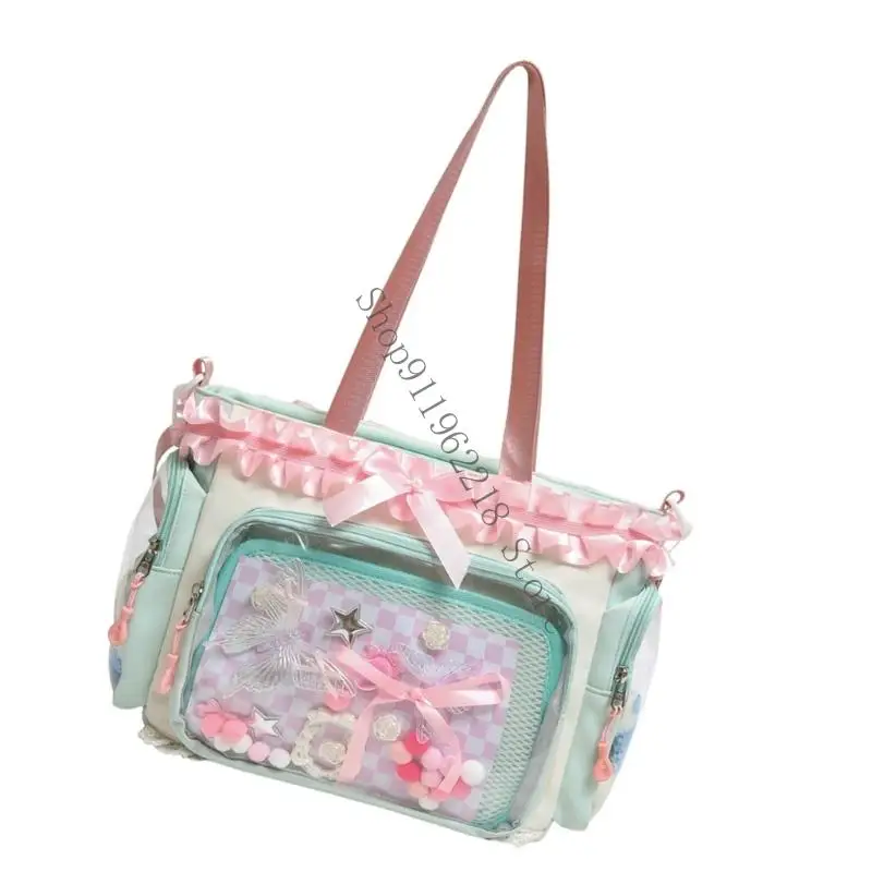 حقيبة كروس مرنة ورقيقة وواضحة للشارات والمسامير والأساسيات الكثيفة، ارتديها باستمرار 066F