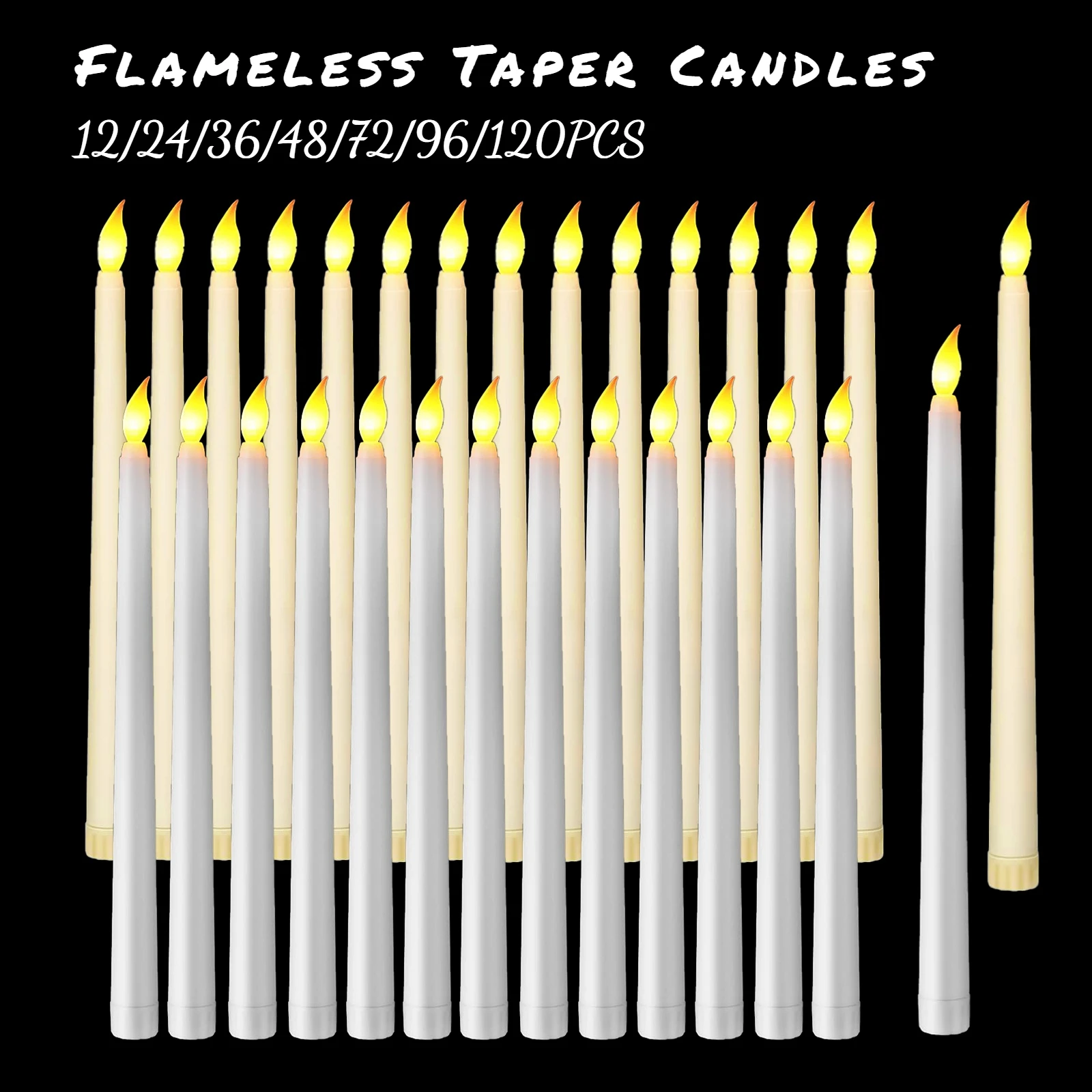 12-120Pcs Flameless Taper Candles Wedding Flickering LED Candles with 3D Wick Battery Operated Candles Party Home Fake Candles