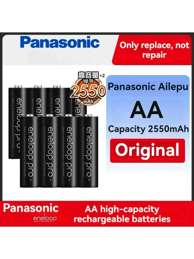 Panasonic-Batterie aste Pro, 100% mAh, 2550mAh, 950 V, NI-laissée, pour appareil photo, souris, climatiseur, 1.2 d'origine