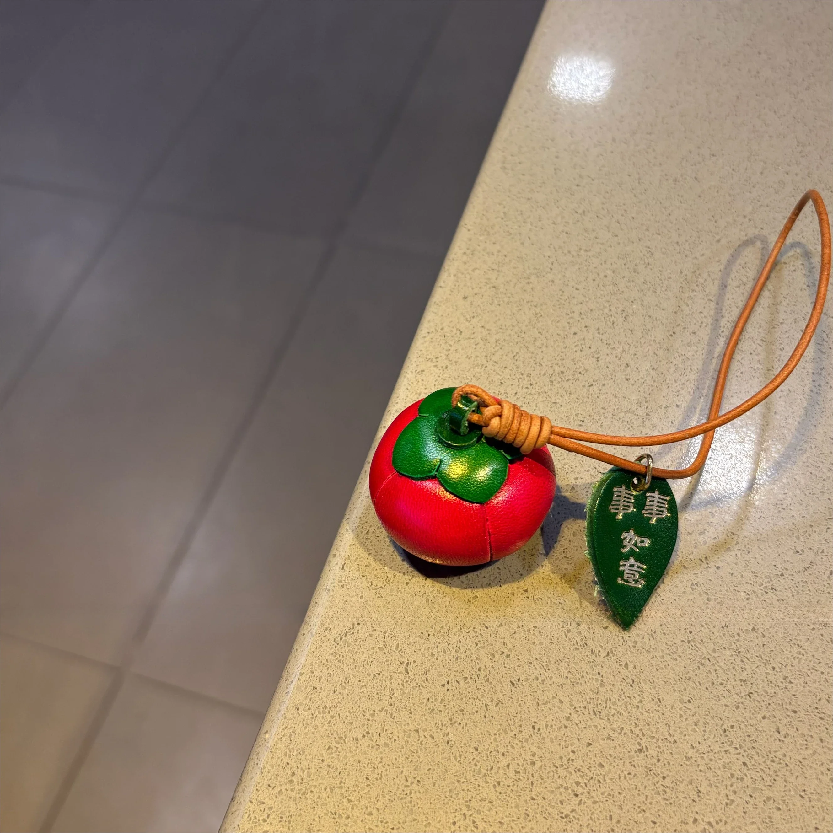 The first layerof cowhide persimmon ruyi bag pendant keychain pendant ideal persimmon everything goes well with backpack pendant
