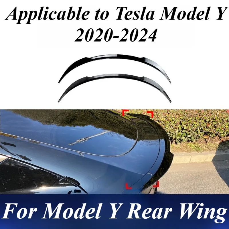 

For Tesla Model Y 2020-2024 Rear Spoiler Wing ABS Glossy Black Carbon Fiber Look Trunk Lip Aerodynamic Car Styling Accessories