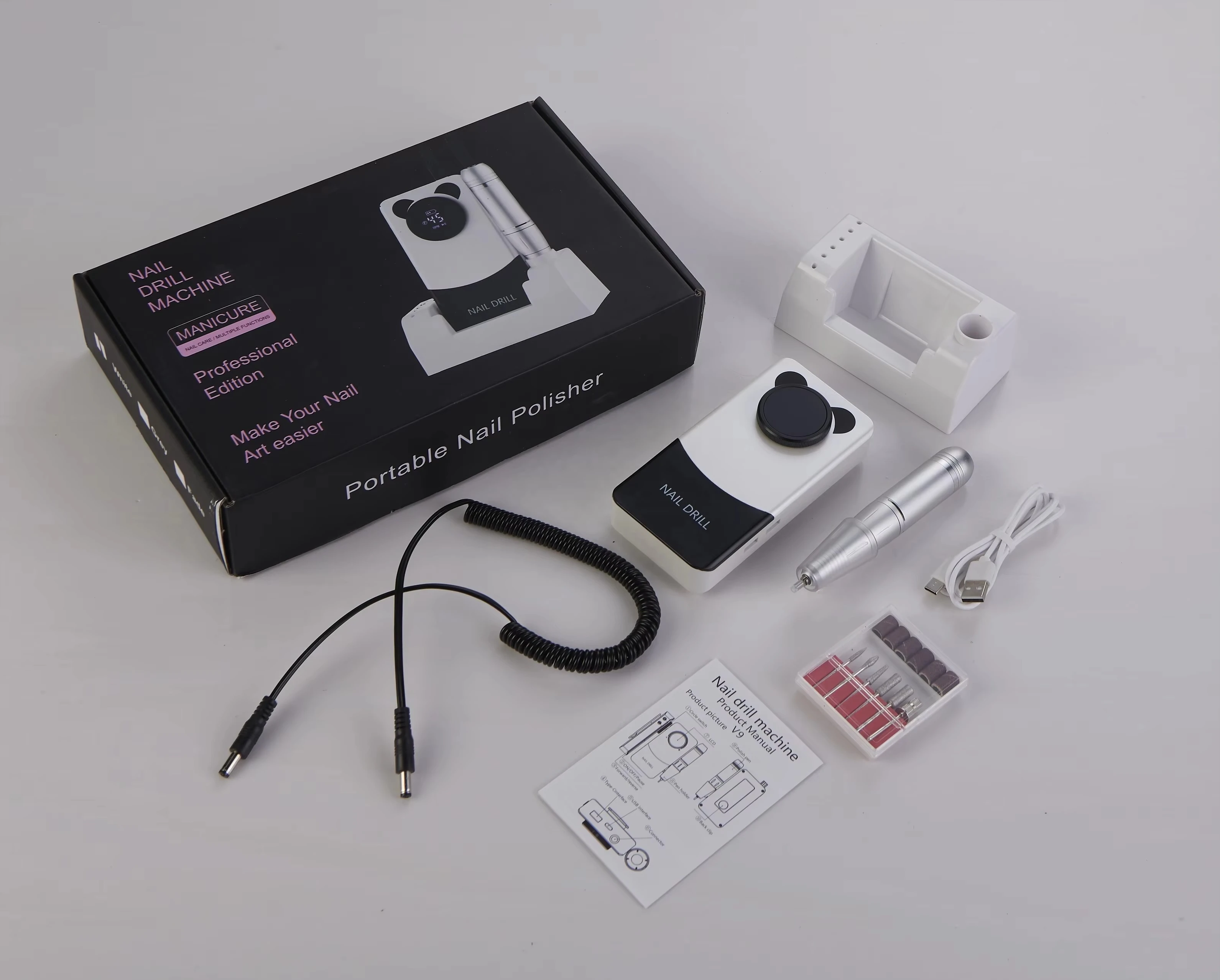 

Профессиональная перезаряжаемая электрическая шлифовальная машинка для ногтей 45000 об/мин, машина для полировки ногтей для удаления маникюра и геля