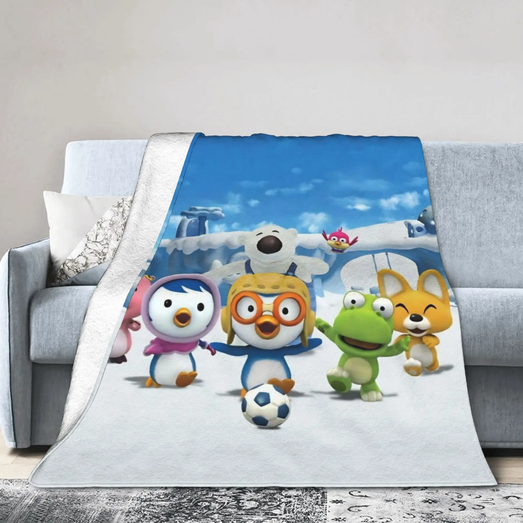 Pororos  Blankets Velvet Spring/Autumn Portable Warm Throw Blankets for Bedding Travel Quilt