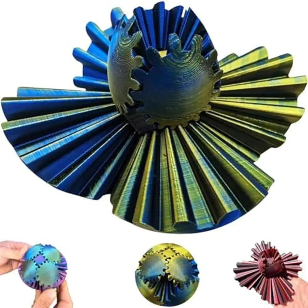 Nuova Ansia Rilassante 3D Stampato Gear Ball Gear Sfera Sensory Neededs Spin Ball Rotary Fidget Toy Stress Ball per Adulti