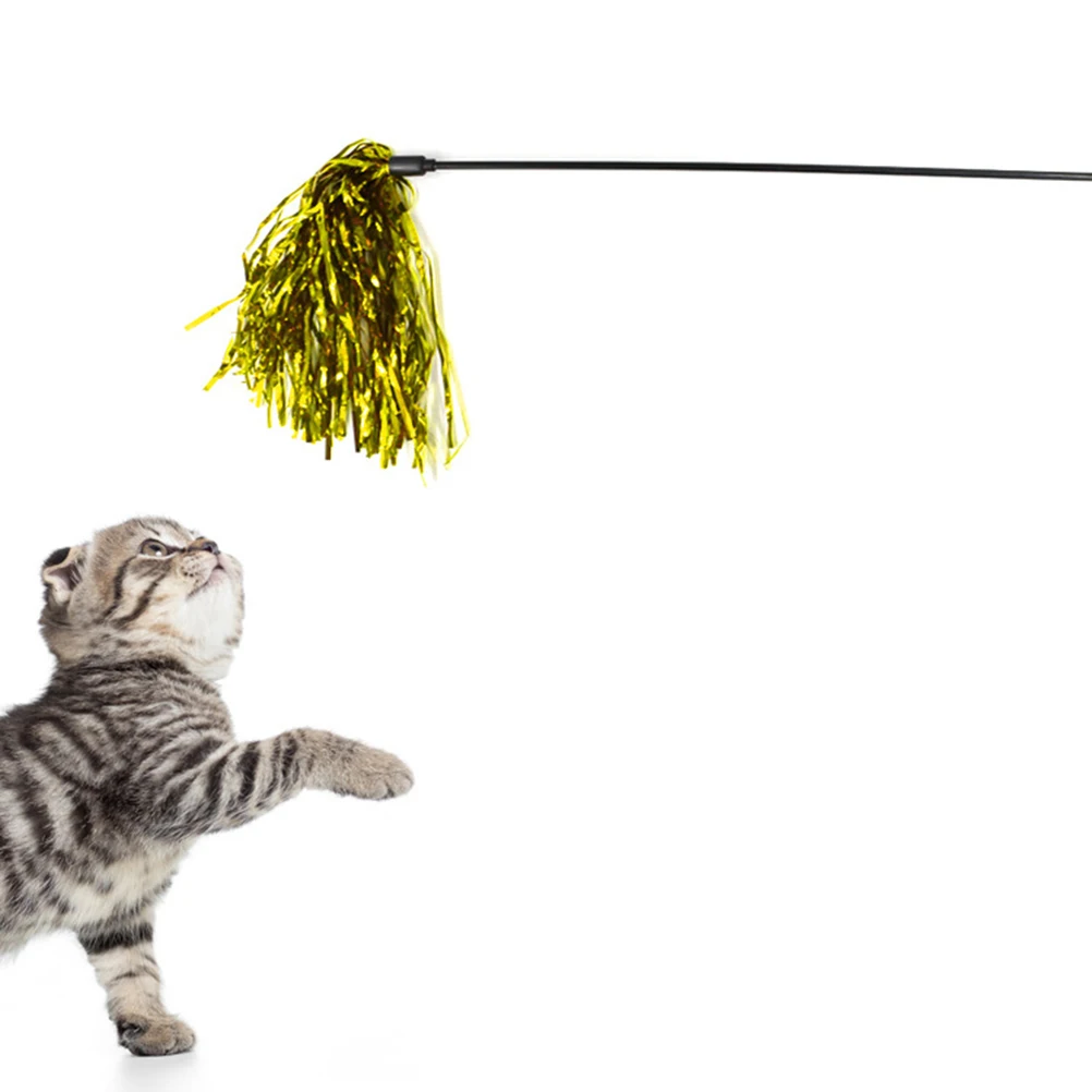 

3Pcs Teaser Rod Plastic Colorful Reflective Paper Bell Interactive for Kittens and Cats Cat Teaser