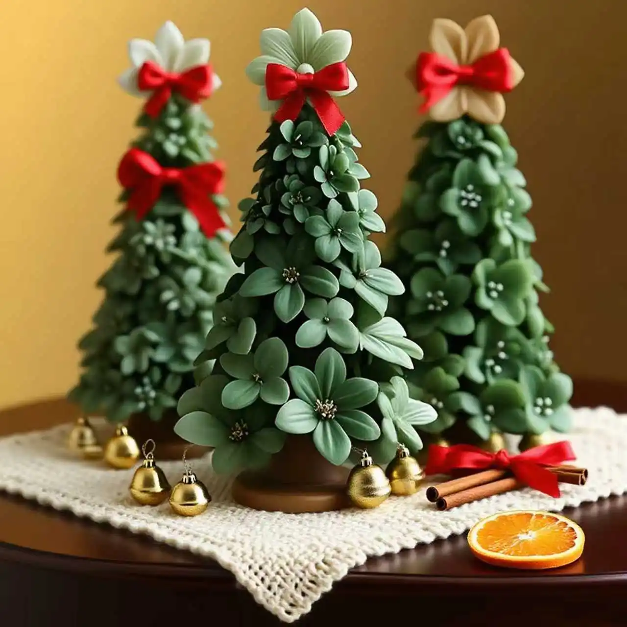 

Christmas Tree Shaped Candle Silicone Mold with Exquisite 3D Flower DIY Festive Candle Making Ideal for Christmas Home Decor