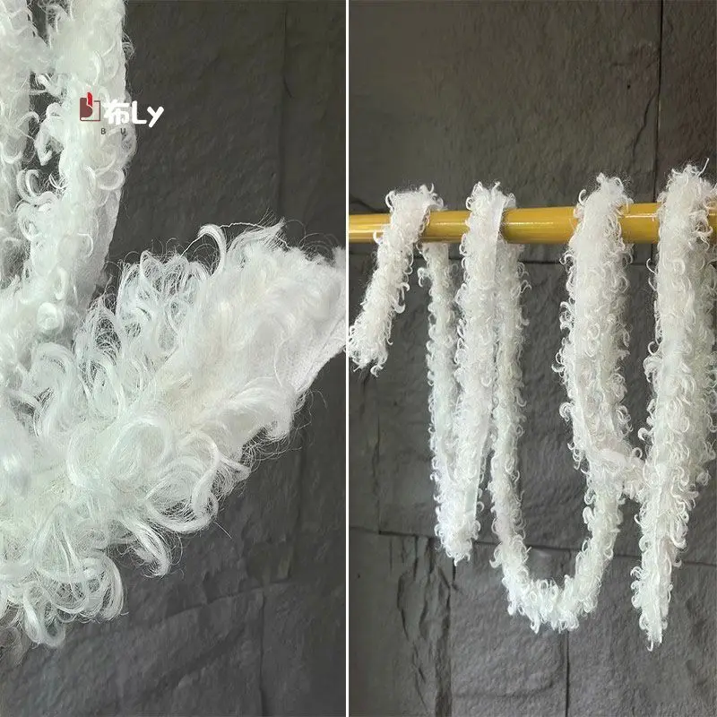 White Furry Twist Lace, Heavy Duty Tweed Trim, For Clothing Sewing Collar, DIY Designer Accessories