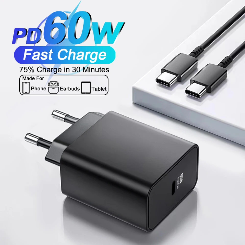 PD 60W Type C Charger Data Cable For Samsung Galaxy S26 S24 S23 S22 S25 Ultra A57 A56 A55 A16 A17 5G Super Fast Charging Charger