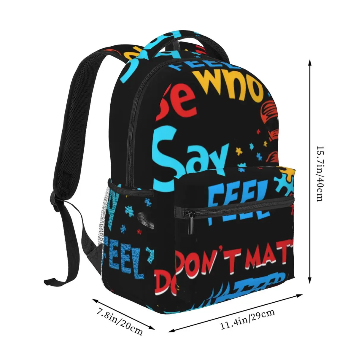Fresh Student Backpack Center Seuss Hat Puzzle Quote Whimsical Autism Awareness Red Blue Yellow Cool Bookbag for Girls Boys Work