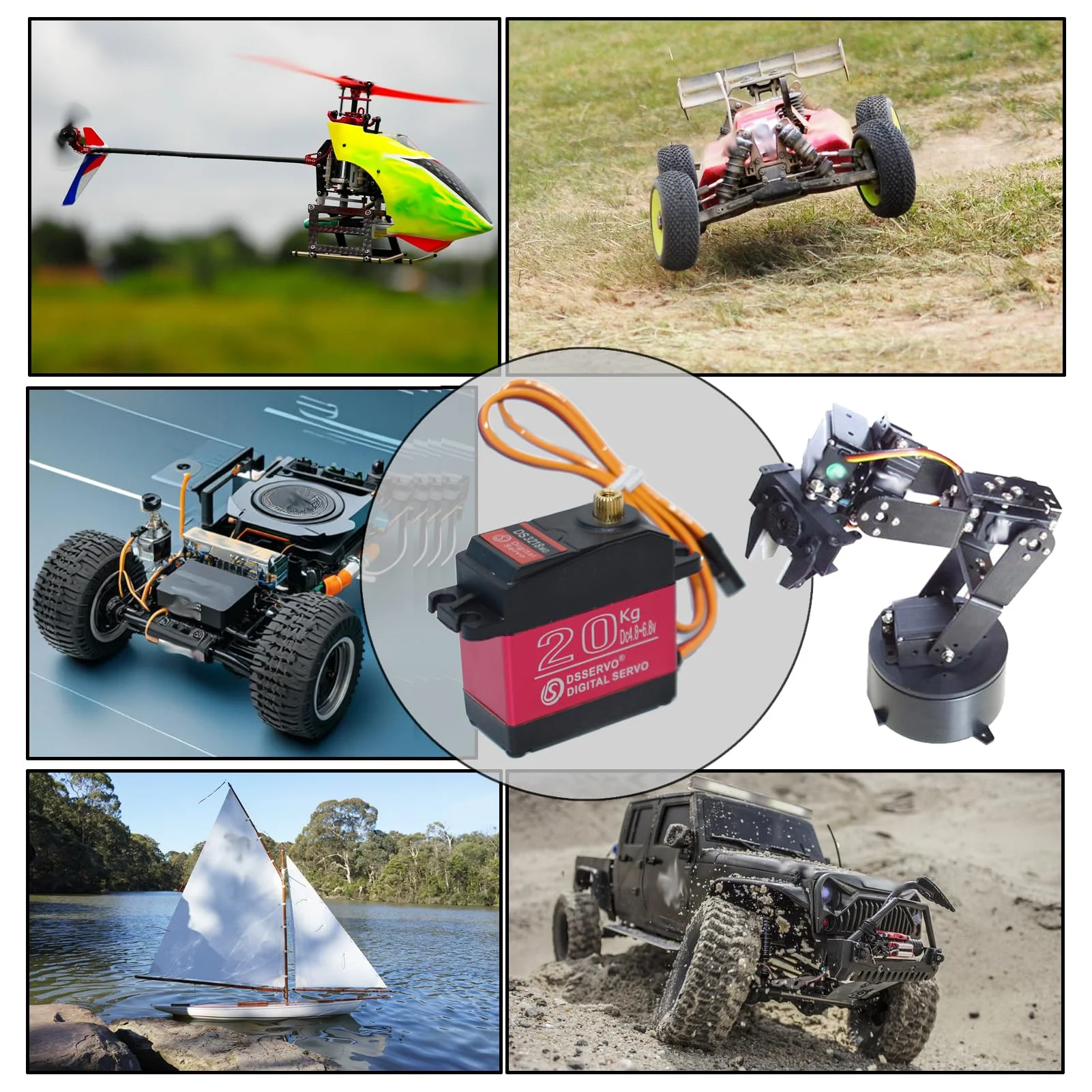 

Dsservo DS3218 20KG Digital Servo High Torque Full Metal Gear High Speed Waterproof RC Servo for 1/8 1/10 Scale Crawler Car RC