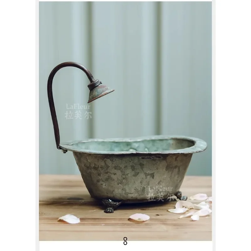 

Цветочный горшок для ванны, посуда из кованого железа, продуктовый сад, двор, балкон, цветочная посуда, декоративный орнамент, американский кантри, пакту