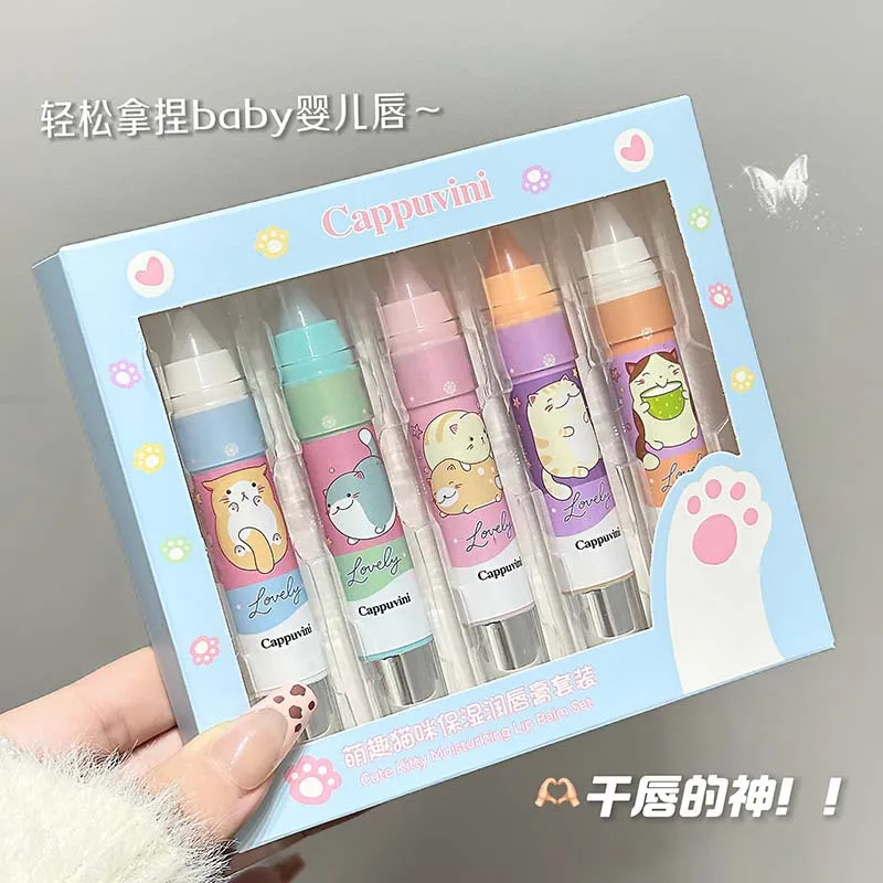 

CAPPUVINI Cute and Fun Cat Moisturizing Lipstick Set, Affordable lip care, student-party Lipstick Set for Women, Moisturizing an