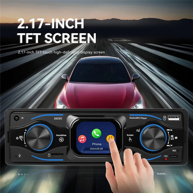 

Car MP3 Player Radio 1 Din 2.17 Inch Touch Screen USB/SD AUX Bluetooth FM Colorful Light Features