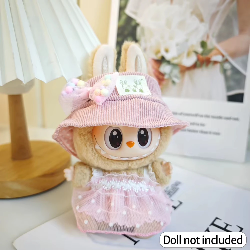 15/17cmビニール製ぬいぐるみ服 ラブブペンダント ラッキーパープルボウドレス ラブブV1/V2/V3服アクセサリー