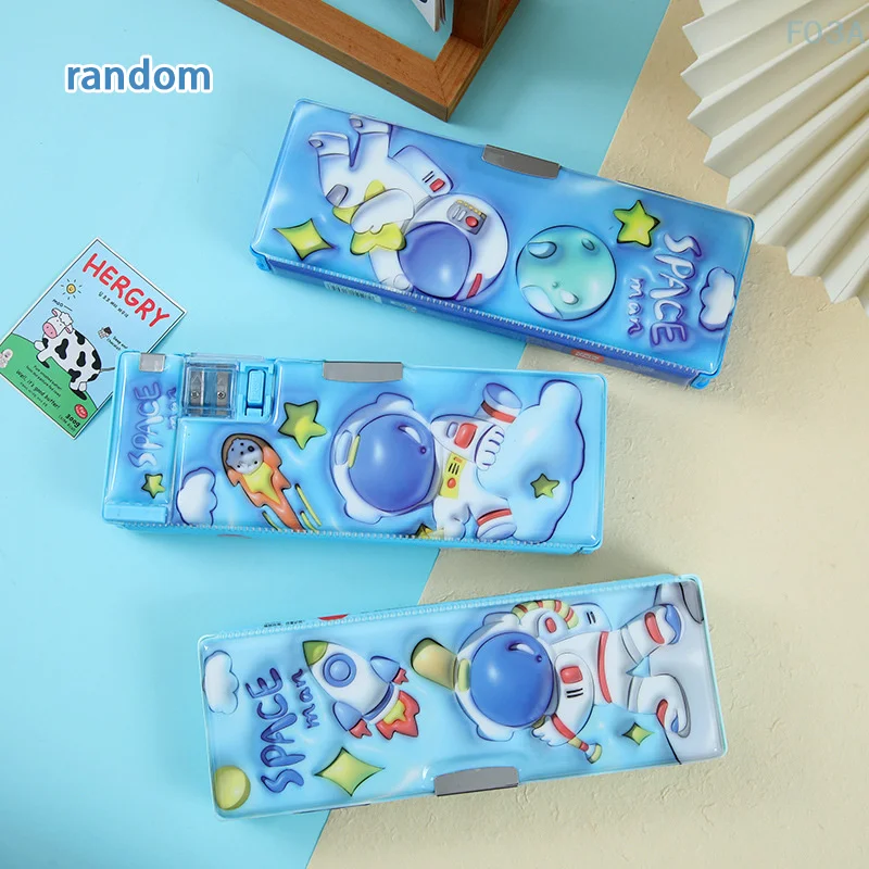 Cartoon Creative Astronaut Pencil Case Cute Large Capacity Pen Box Multifunctional Pen Bag Students Stationery Bag Gifts