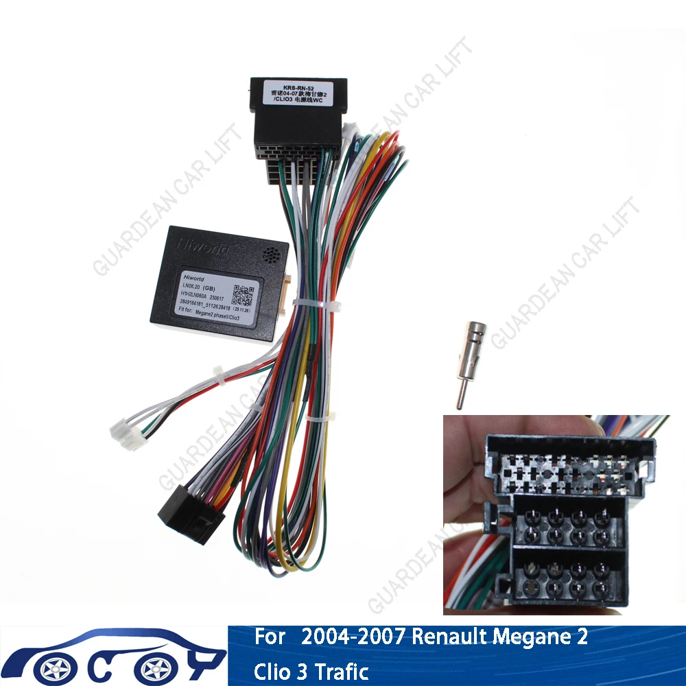 16PIN Android Radio Harness Wire Canbus Decoder For Renault Megane 2 II Clio 3 Lutecia Car Stereo Power Cord Cable Connector