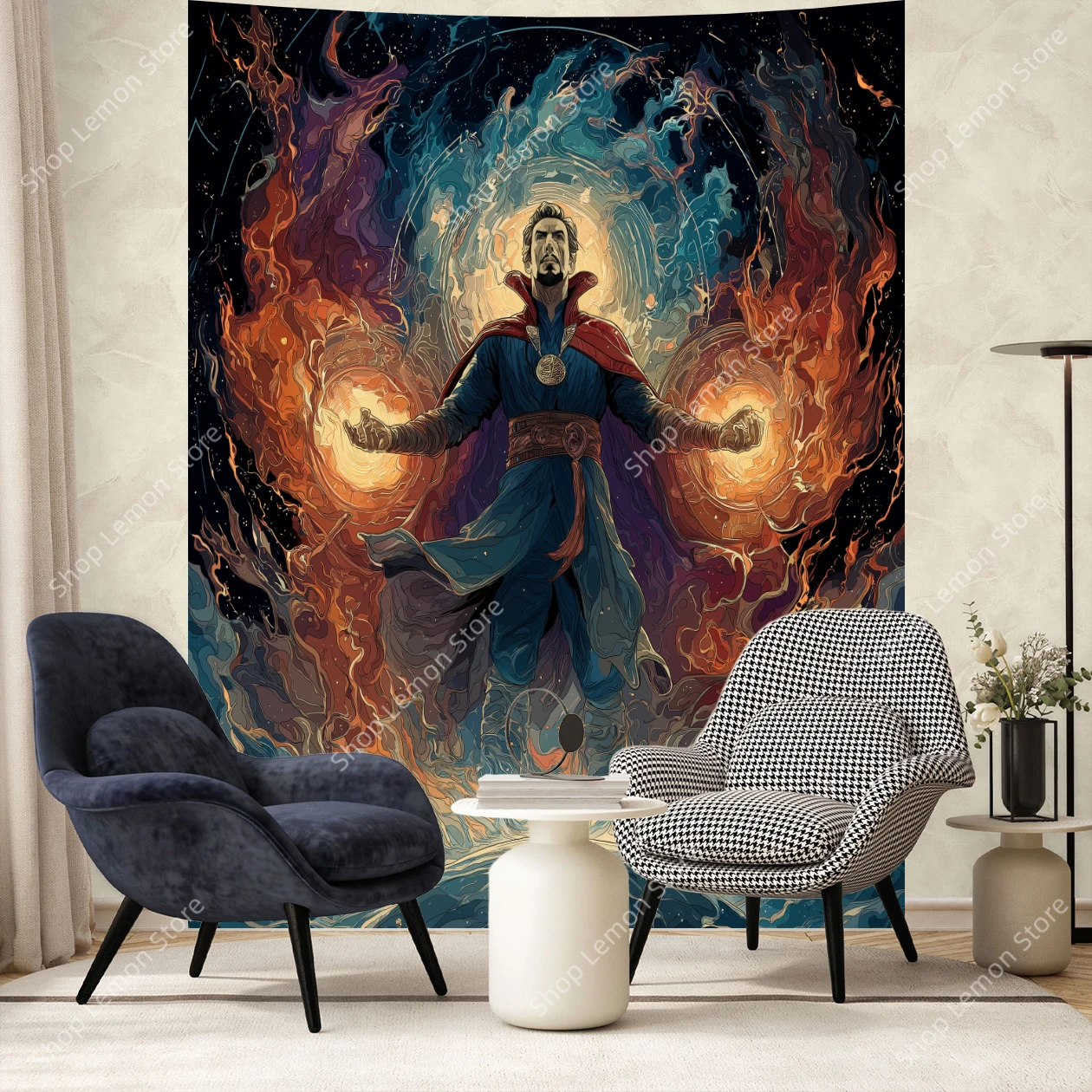 Мистический доктор Странный гобелен Космическая энергия Настенный яркий декор супергероя для спальни Гостиная Общежитие Фэнтези-арт