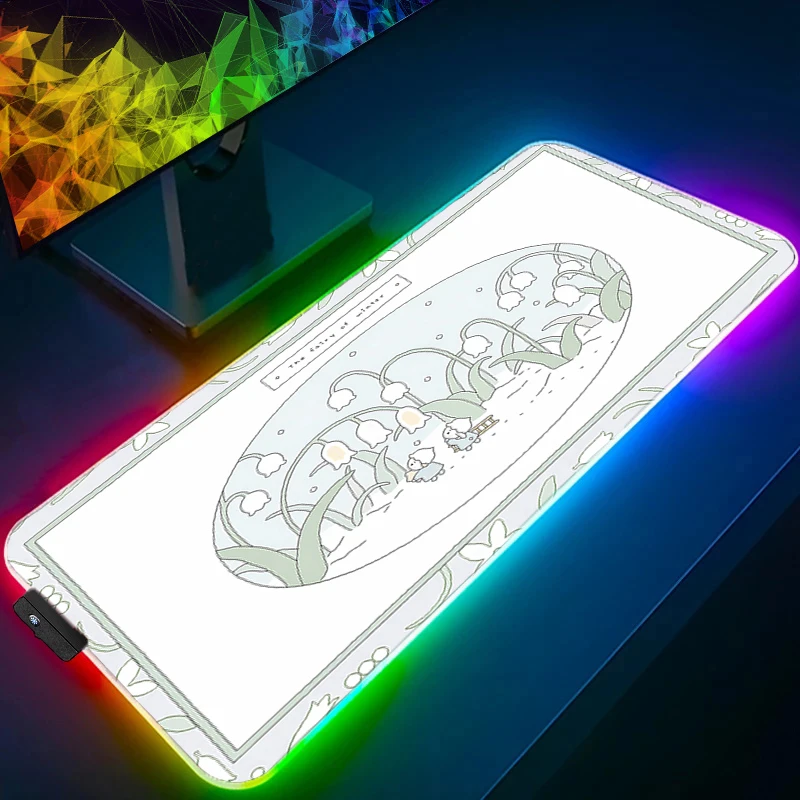 

Mouse Pad Notbook Cute Anime Keyboard Pad Non Slip Rubber RGB Computer Flower Pattern Kawaii Desktop Mat LED PC Gamer Mousepad
