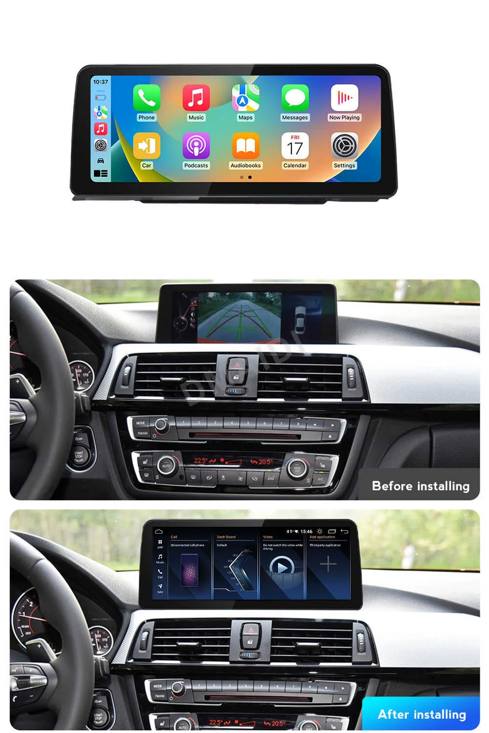 Qualcomm Carplay Auto Android 13 12.3 Inch For BMW 3 4 Series F30 F31 F32 F33 F35 F36 Car Radio Multimedia DVD Player GPS Stereo