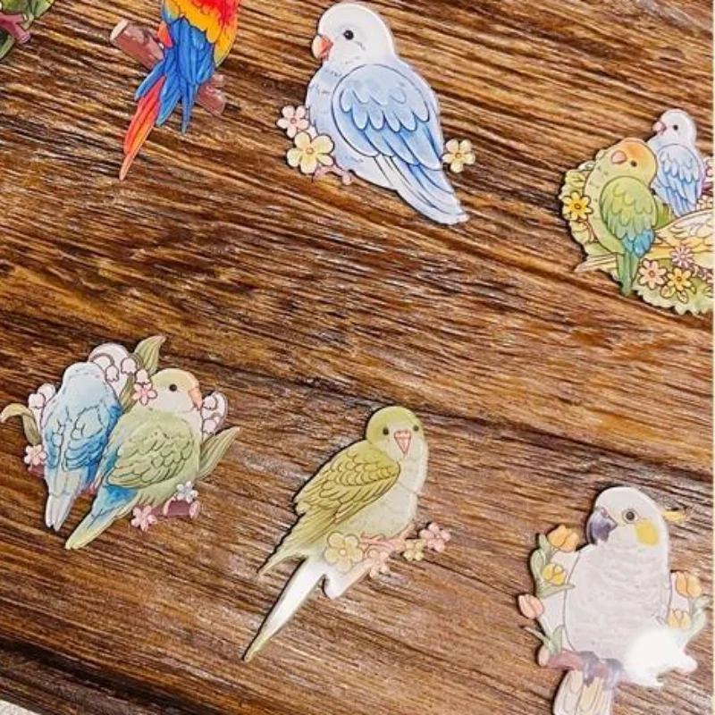 6/12pcs Cute Parrot Refrigerator Magnets, Kawaii Parrot Refrigerator Magnets, Whiteboard Stickers