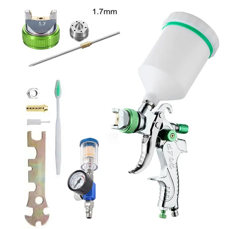 HVLP Professioneel Spuitpistool 1.4/1.7/2.0/2.5mm Stalen Mondstuk Zwaartekracht Spuitpistool Draagbare Autolak Spuitpistool DIY Spray Paint Kit