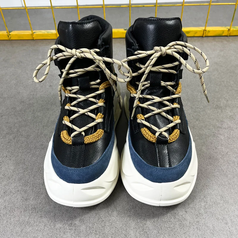 Youth fashion high top shoes men's punk street boots men's height increasing thick soled sports shoes Chinese board shoes