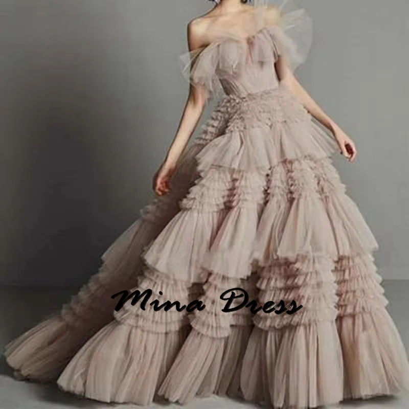 Mina Customized Backless Dresses Gala Dresses Woman 2024 for Party Sleeveless Laminated Feathers Evening Gown Wedding Dress Es