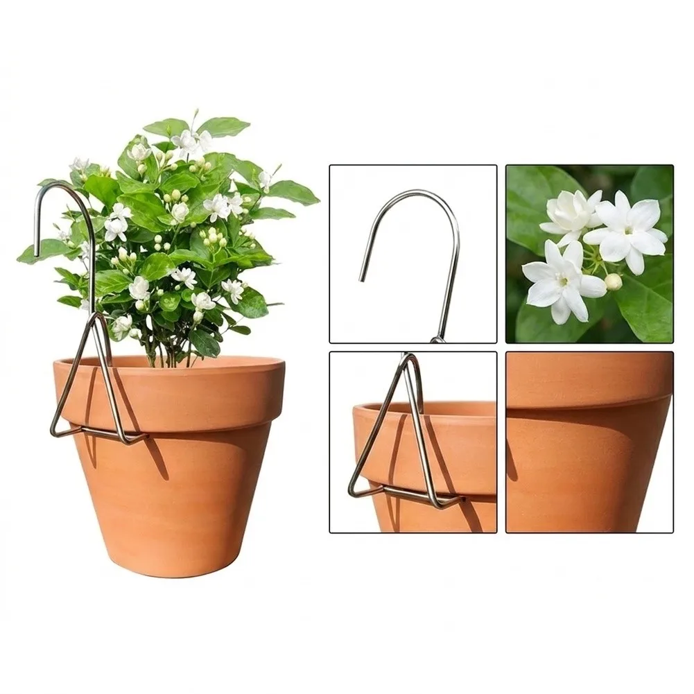For Balcony Fences Stainless Steel Holders Terracotta Pot Hangers As Shown Rust Resistant Construction Easy Installation Process