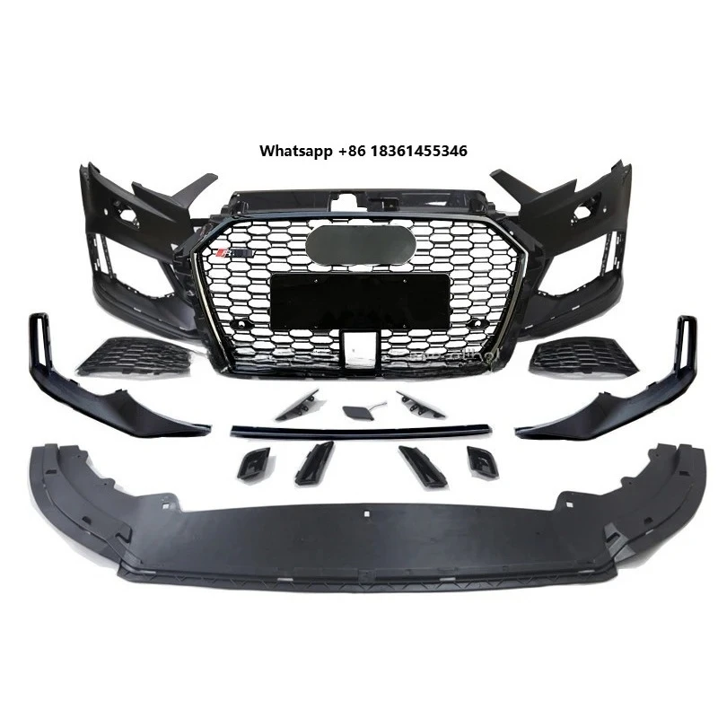 

For sedan 17-19 A3 8V S3|RS3 style Front Bumper Gloss Black grille with ACC hole Car Bumper