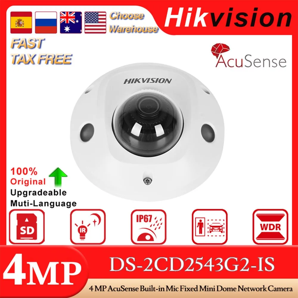 

Hikvision Original DS-2CD2543G2-IS 4MP 30M IR AcuSense Built-in Mic Fixed Mini Dome POE Network Camera IP67&IK08 H.265+ CCTV IPC