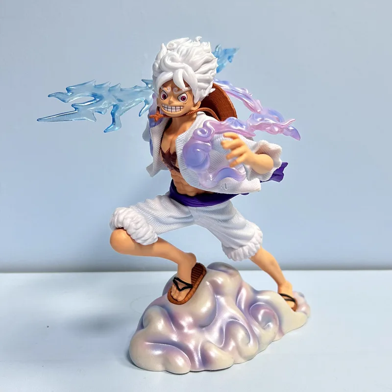 One Piece Sun God Nikka Luffy Battle Cloud-Stepping Holding Lightning Action Figurine Desk Anime Model Toys Figures Gift